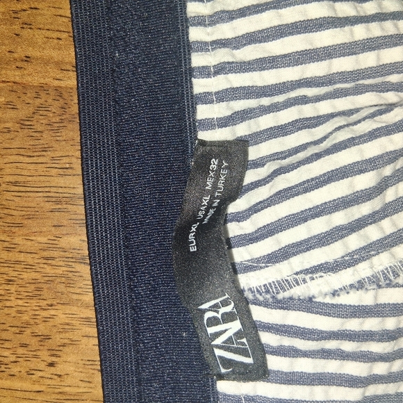zara high-waisted Striped Seersucker Slim Stretchpant Ankle XL - Picture 4 of 7